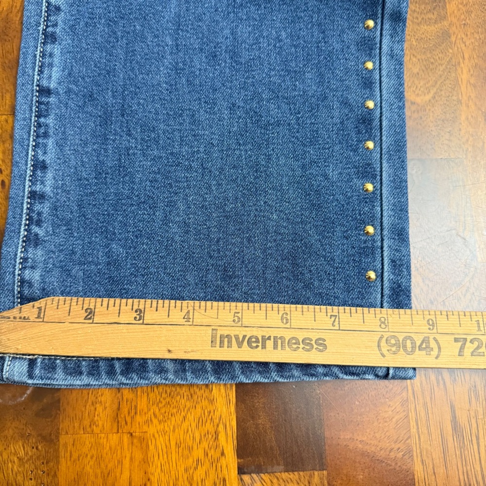 Express Embellished Straight Leg Jeans Medium Wash Studded EX010666 Women 6 - Picture 8 of 12